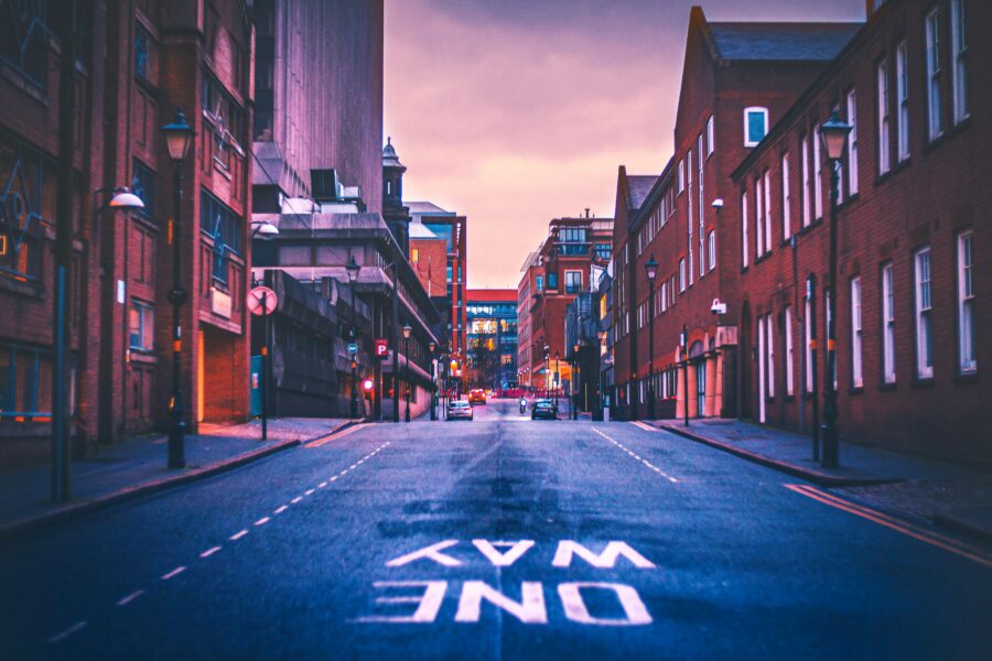 City of Birmingham street at dusk